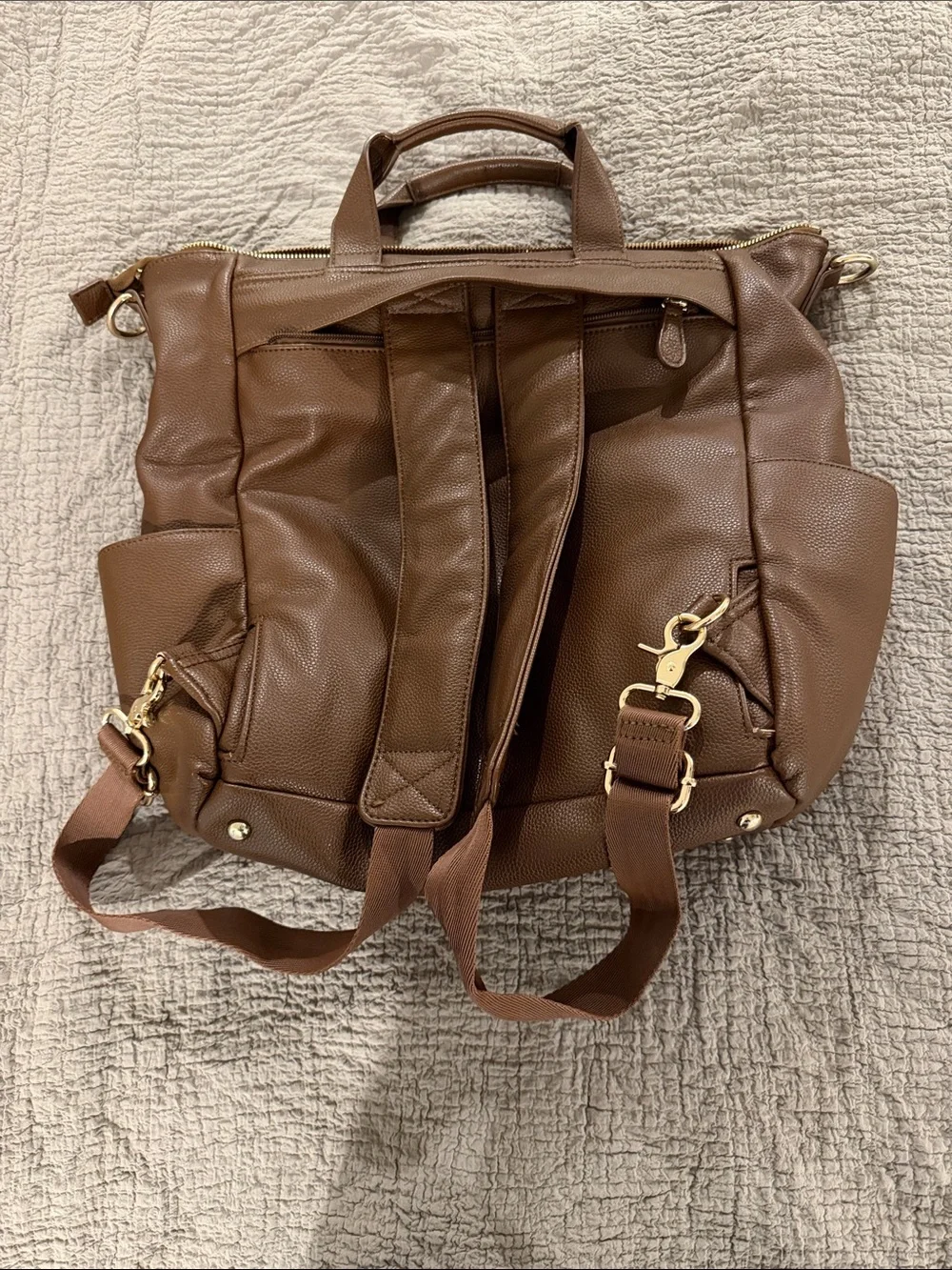 Brown Leather Lily Jade Diaper backpack